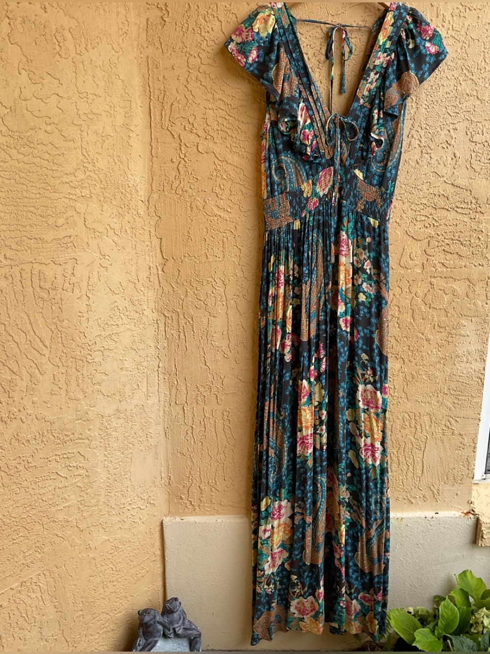 O'NEILL Rose Floral Paisley NOLEE Plunge Open Back Maxi  Boho Dress MEDIUM - Picture 6 of 16